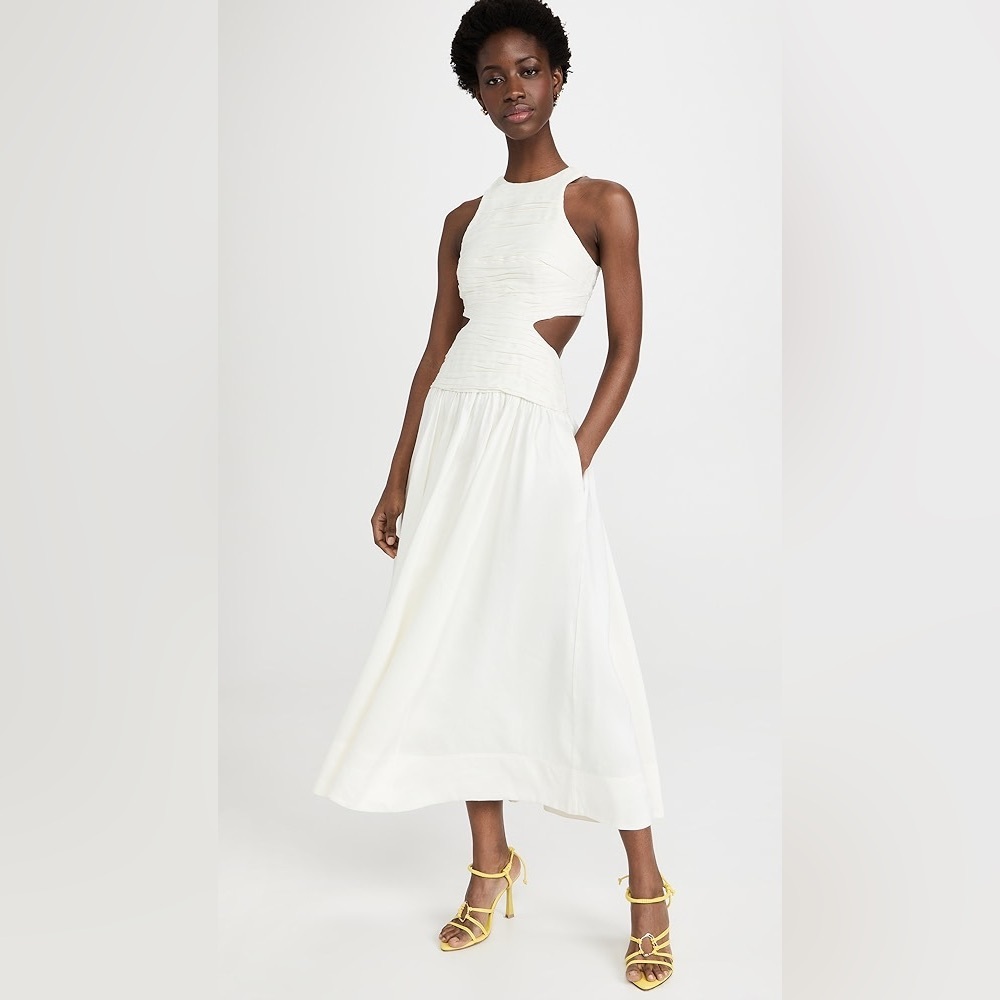 Introspect Pleated Cut Out Midi Dress